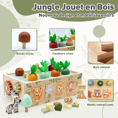 Montessori Spielzeug ab 1 Jahr, Motorikwürfel Aktivitätswürfel aus Holz 9 in 1, Safari Motorikspielzeug Holzspielzeug ab 1 2 3 Jahre, Baby Spielzeug Montessori Geschenk Mädchen Jungen 1 2 3 4 jahre