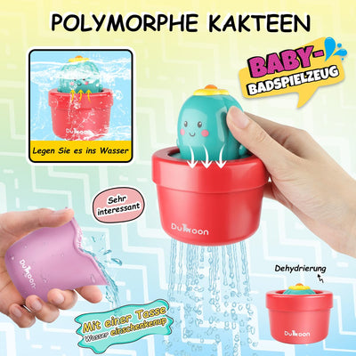GILOBABY Badewannenspielzeug Set, Badespielzeug Baby Badewannen Spielzeug, Wasserspielzeug Kinder mit Tasse, Bär und Kaktus, Babyspielzeug Geschenk für Jungen und Mädchen Geburtstag ab 6 Monate