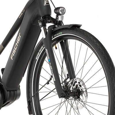 FISCHER E-Bike Trekking VIATOR 4.2i, Elektrofahrrad für Damen und Herren, RH 50 cm, Mittelmotor 80 Nm, 36 V Akku, schwarz matt