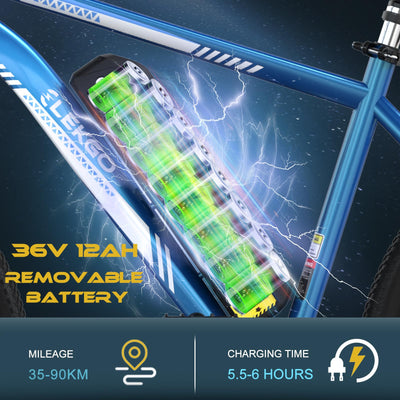 ELEKGO E-Bikes, 26 Zoll E Bike Herren Damen, 36V Abnehmbarer Lithium-Akku, 250W Motor MTB, E-Mountainbike mit 7-Gang-Elektrofahrrad Reichweite über 65KM, Ausgestattet mit stoßabsorbierenden Sitzen