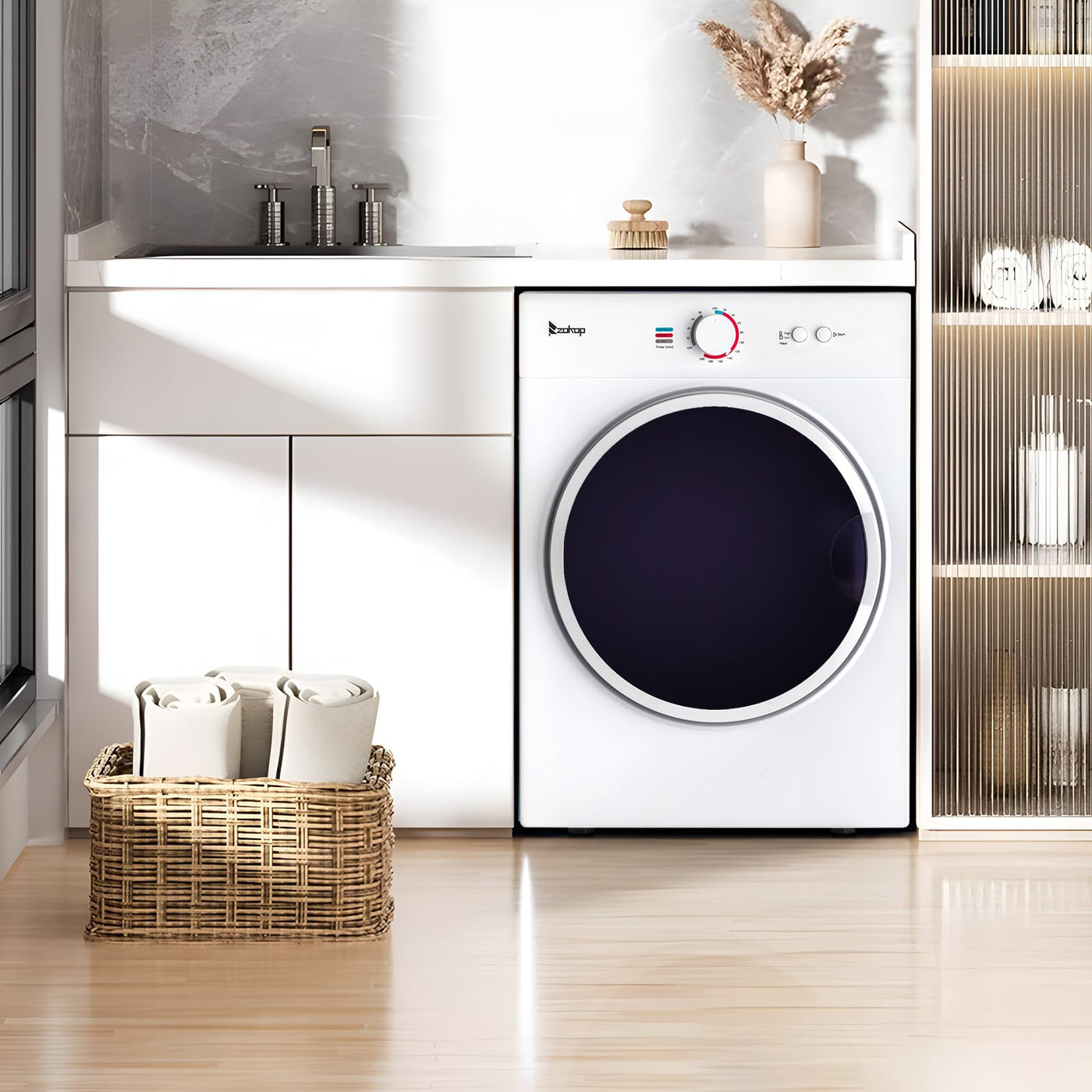 LEADZM Wäschetrockner, Wäschetrockner, kompakt, 1020 W, 3 kg, mit Anzeige für verschiedene Trocknungsmodi, tragbarer Trockner für Wohnungen, Haus, Schlafsaal