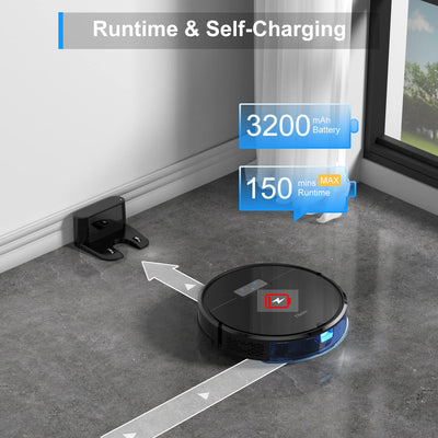Tikom G8000 Pro Saugroboter mit Wischfunktion 2 in 1, Staubsauger Roboter, 4500Pa Starke Saugkraft Roboterstaubsauger, Selbstaufladend, WLAN, 150Mins Max, für Tierhaare, Teppich, Hartboden