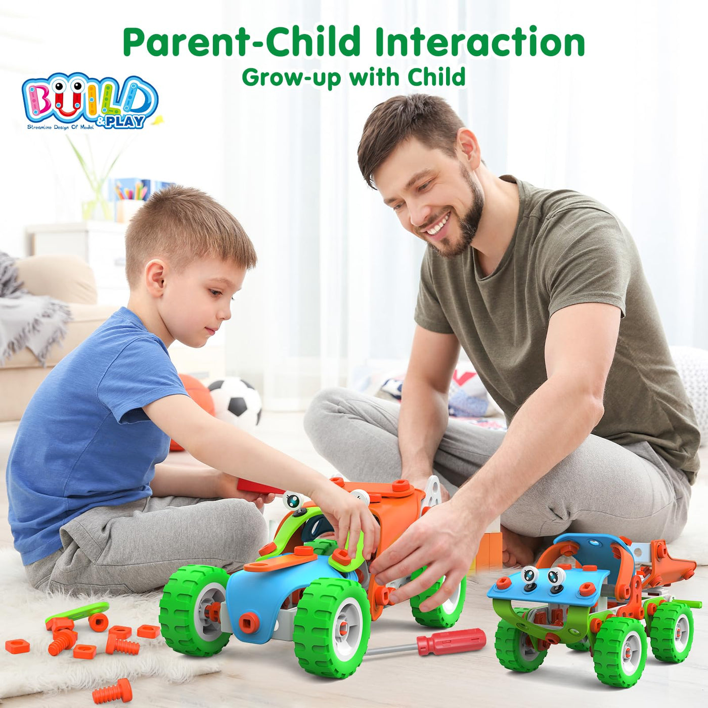 Konstruktionsspielzeug Set mit Werkzeugen,STEM Bauspielzeug für Kinder 4-8 Jahr,Bausteine Bauset für Jungen,Lernspiele Kreative Kinderspiele Kinderspielzeug Geschenk für 4 5 6 7 8 9 Jahre（10 Modelles）