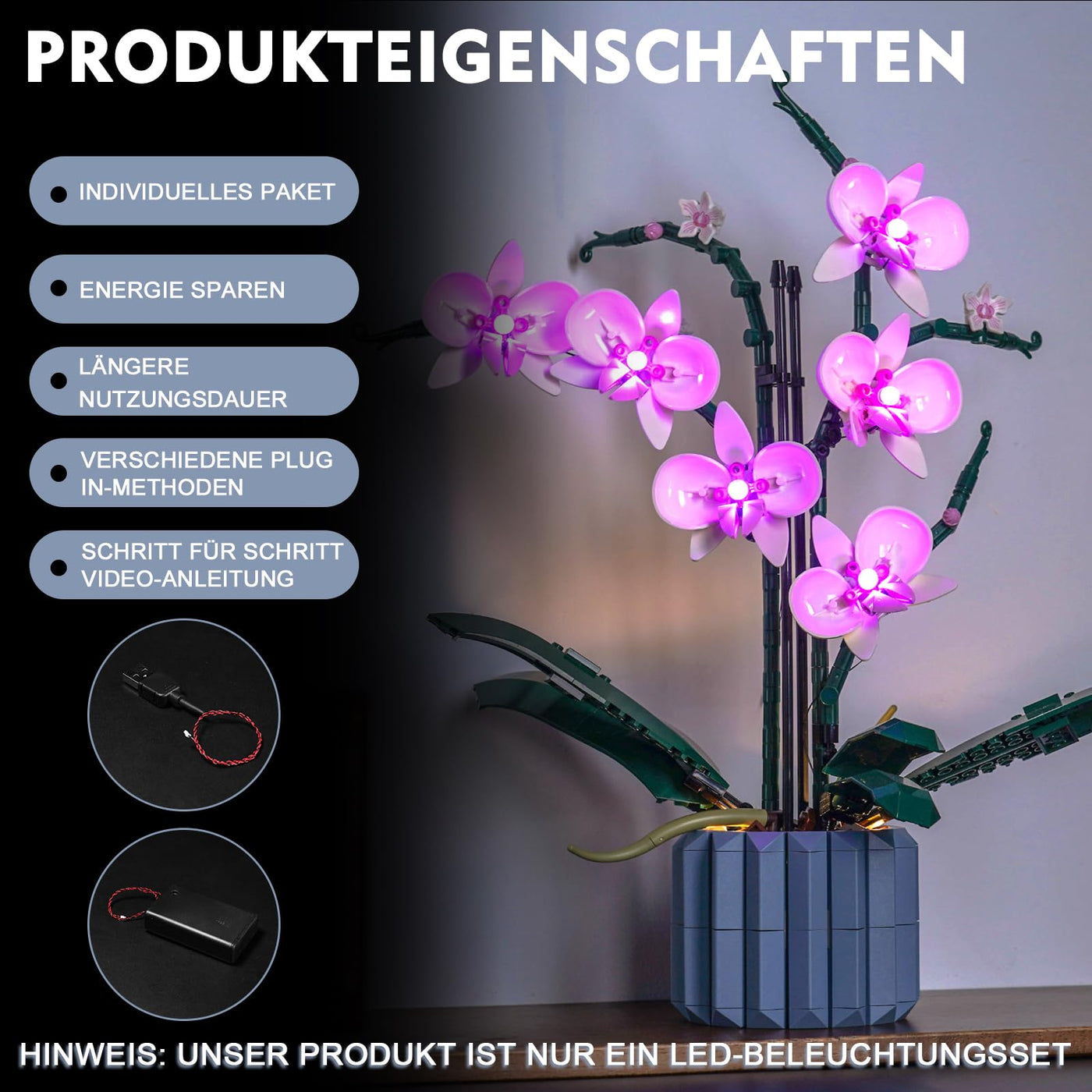 Led Licht Set Kompatibel mit Lego Orchidee (Nur Lichter, kein Baustein), Licht-Kit Compatible with Lego 10311 Orchidee Botanical Collection Set