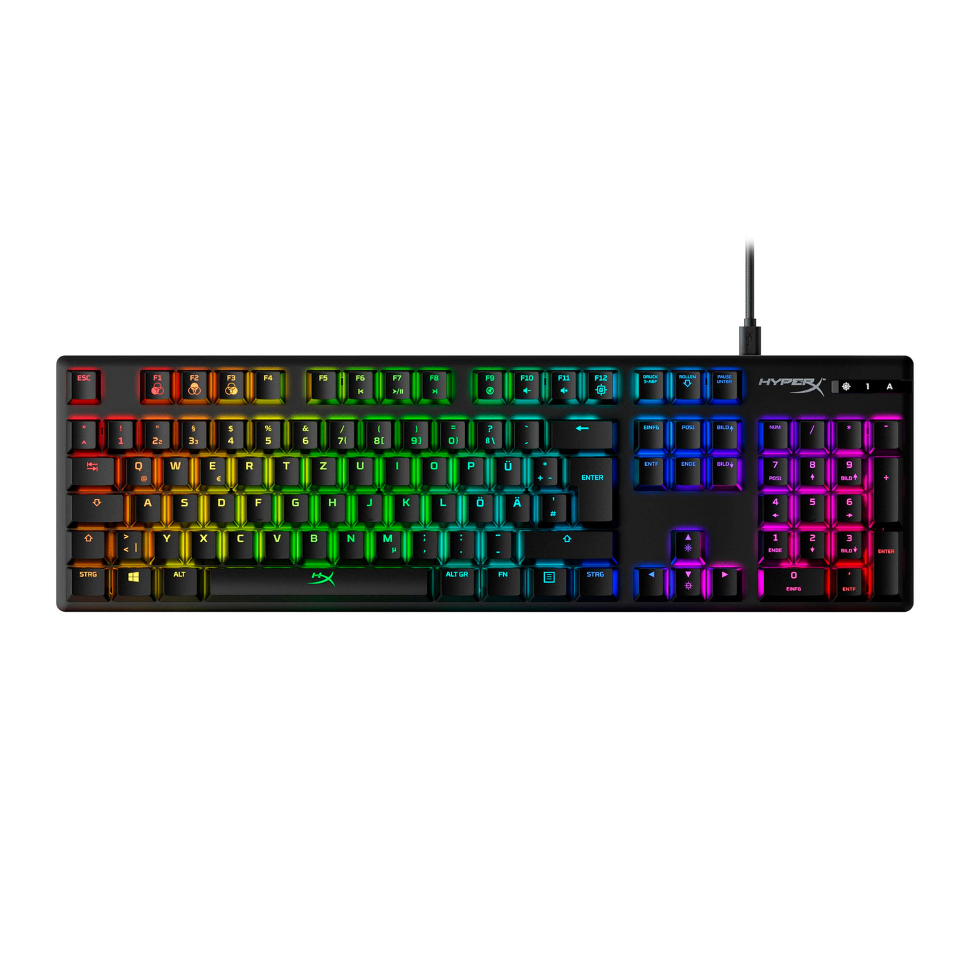 HyperX Alloy Origins Mechanische Gaming-Tastatur, RGB-Beleuchtung, HyperX Red Switches, Aluminiumgehäuse, QWERTZ deutsches Layout, abnehmbares USB-C-Kabel, kompatibel mit HyperX NGENUITY, Schwarz