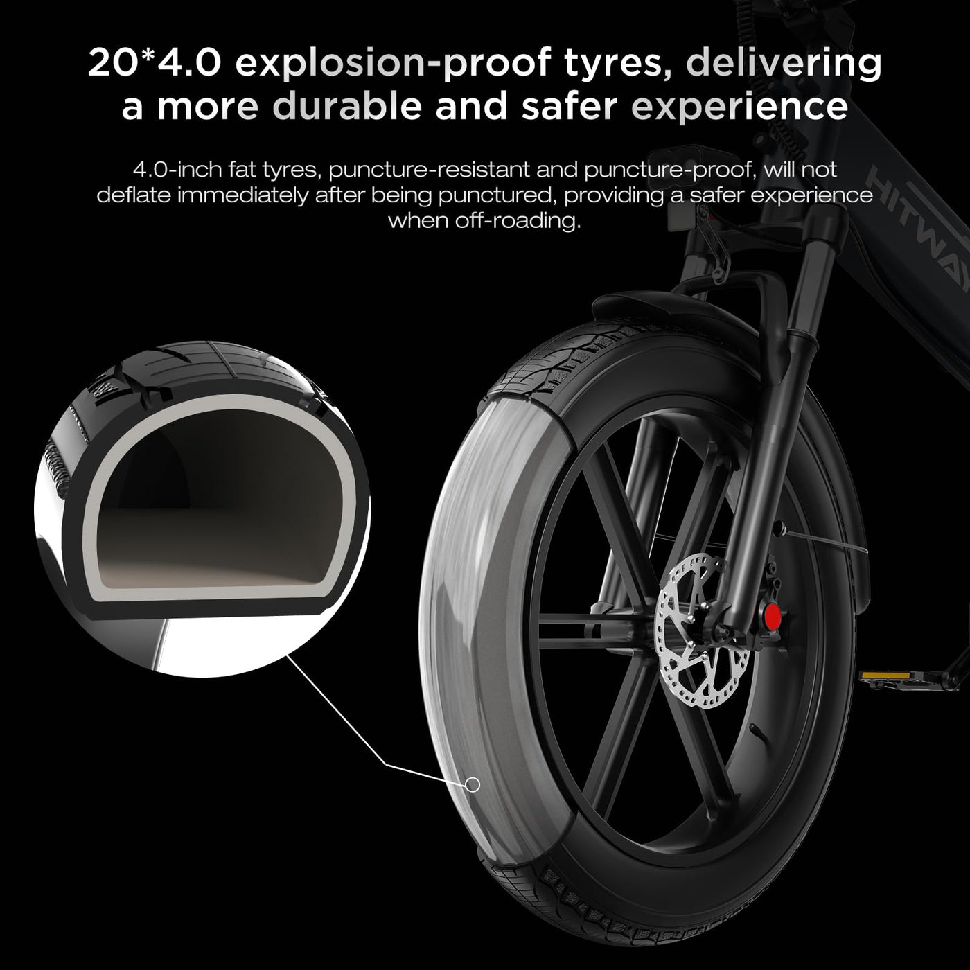 HITWAY E Bike BK10S PRO, 48V 720Wh-Li-Ionen-Akku 250W Elektrofahrrad, 70-120km Reichweite, 20" *4.0 Fat Reifen, APP-Steuerung,LCD-Display,7-Gang, IP54 wasserdicht Pedelec