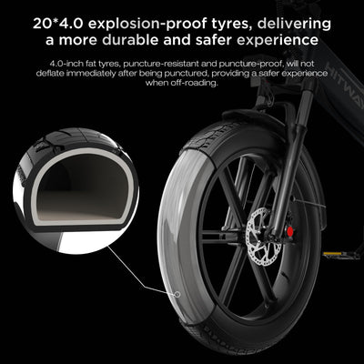 HITWAY E Bike BK10S PRO, 48V 720Wh-Li-Ionen-Akku 250W Elektrofahrrad, 70-120km Reichweite, 20" *4.0 Fat Reifen, APP-Steuerung,LCD-Display,7-Gang, IP54 wasserdicht Pedelec