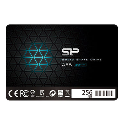 Silicon Power SSD 256GB 3D NAND A55 SLC Cache Performance Boost 2,5 Zoll SATA III 7mm (0,28") Interne SSD, Festkörper-Laufwerk