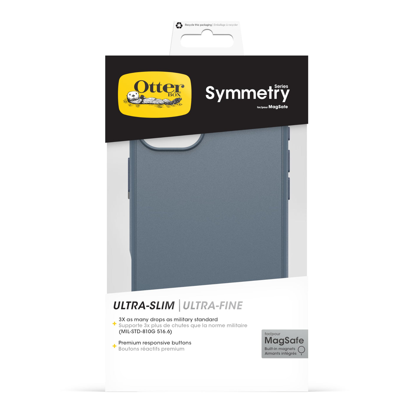 OtterBox Symmetry Series MagSafe Hülle für iPhone 16 Plus, stoßfest, sturzsicher, dünne Schutzhülle, 3X mehr Stürze als nach Militärstandard, Blau