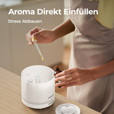 Homvana Luftbefeuchter Schlafzimmer, 1,8 L Top-Fill Kühlnebel Klein Luftbefeuchter für Baby Kinderzimmer, Pflanzen und Kinderheime, 3-in-1 Diffusor, Air Humidifier for Bedroom, Baby, Growbox, Pflanzen