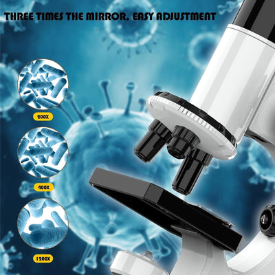 Mikroskop für Kinder, 200x-4800x Lupe Kinder, Tragbares Mikroskop Set, Experimentelles Pädagogisches Spielzeug, Dias, Dauerpräparaten, Ostergeschenke Kinder