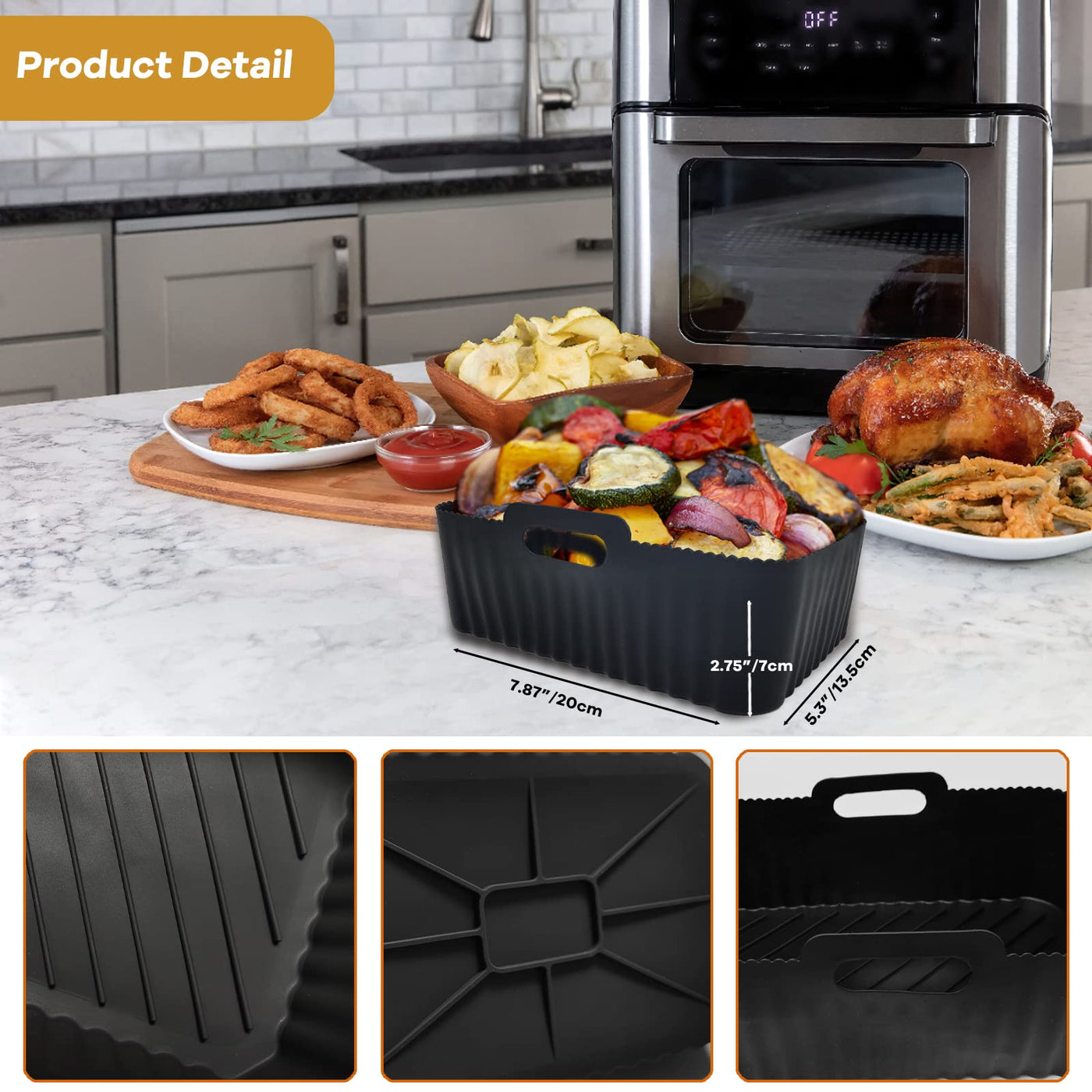 2Pcs Airfryer Zubehör für Ninja Foodi Max Dual Zone AF400EU AF300EU 9.5L, Silikonform Zubehör für Double Stack XL SL400EU Heißluftfritteuse, Airfryer Silikonform Silikoneinsatz Air Fryer Accessories