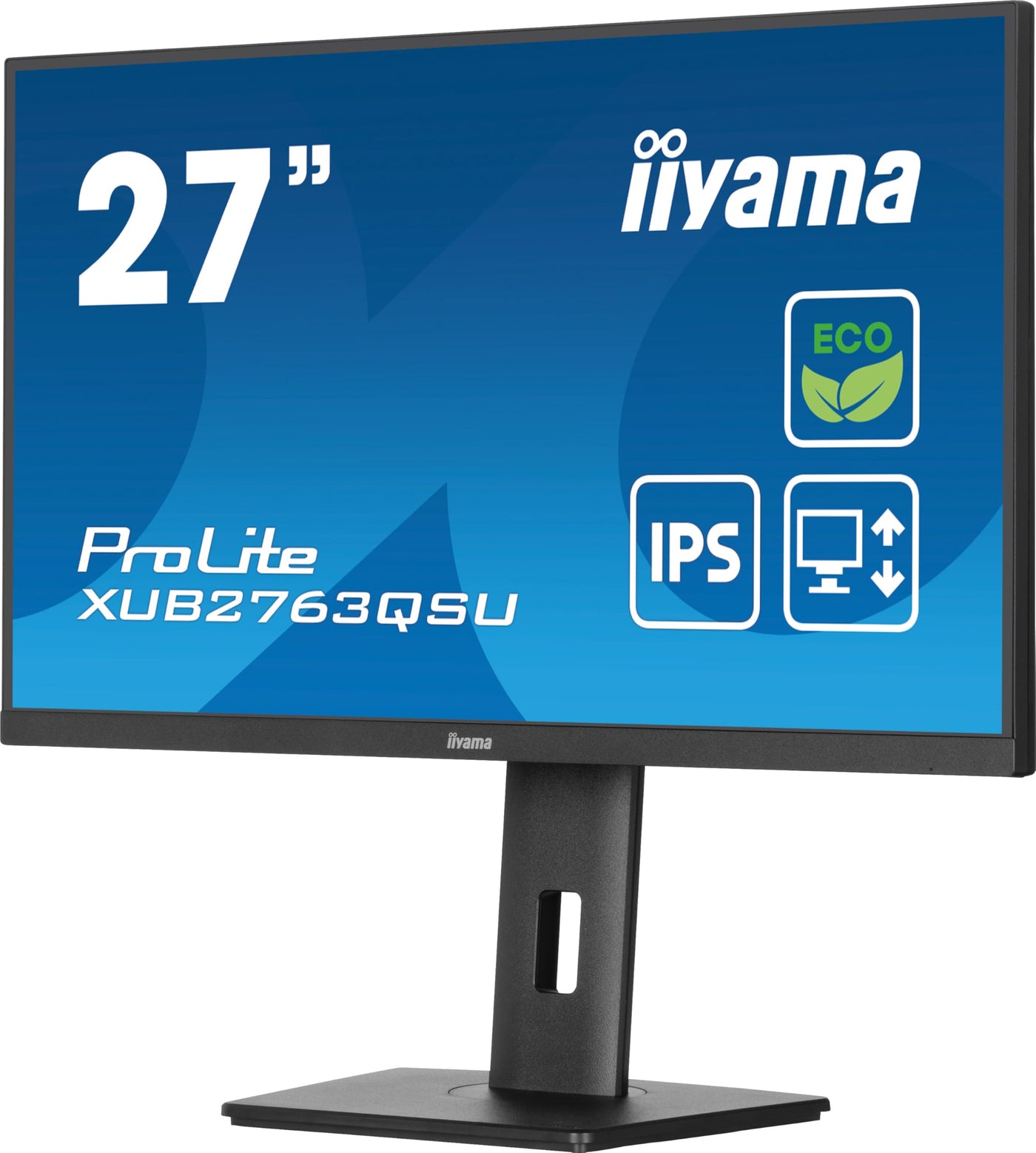iiyama Prolite XUB2763QSU-B1 68,6cm 27" IPS LED-Monitor WQHD 100Hz HDMI DP USB3.2 Slim-Line Höhenverstellung Pivot Adaptive Sync Energieklasse B schwarz