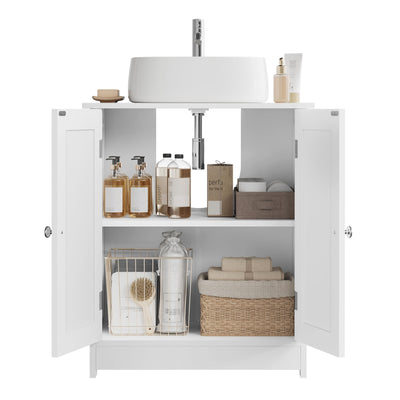 WOLTU Waschbeckenunterschrank, Unterschrank Waschbecken, Waschtischunterschrank weiß, Badunterschrank, mit Verstellbarer Ablage, 50x60x30 cm