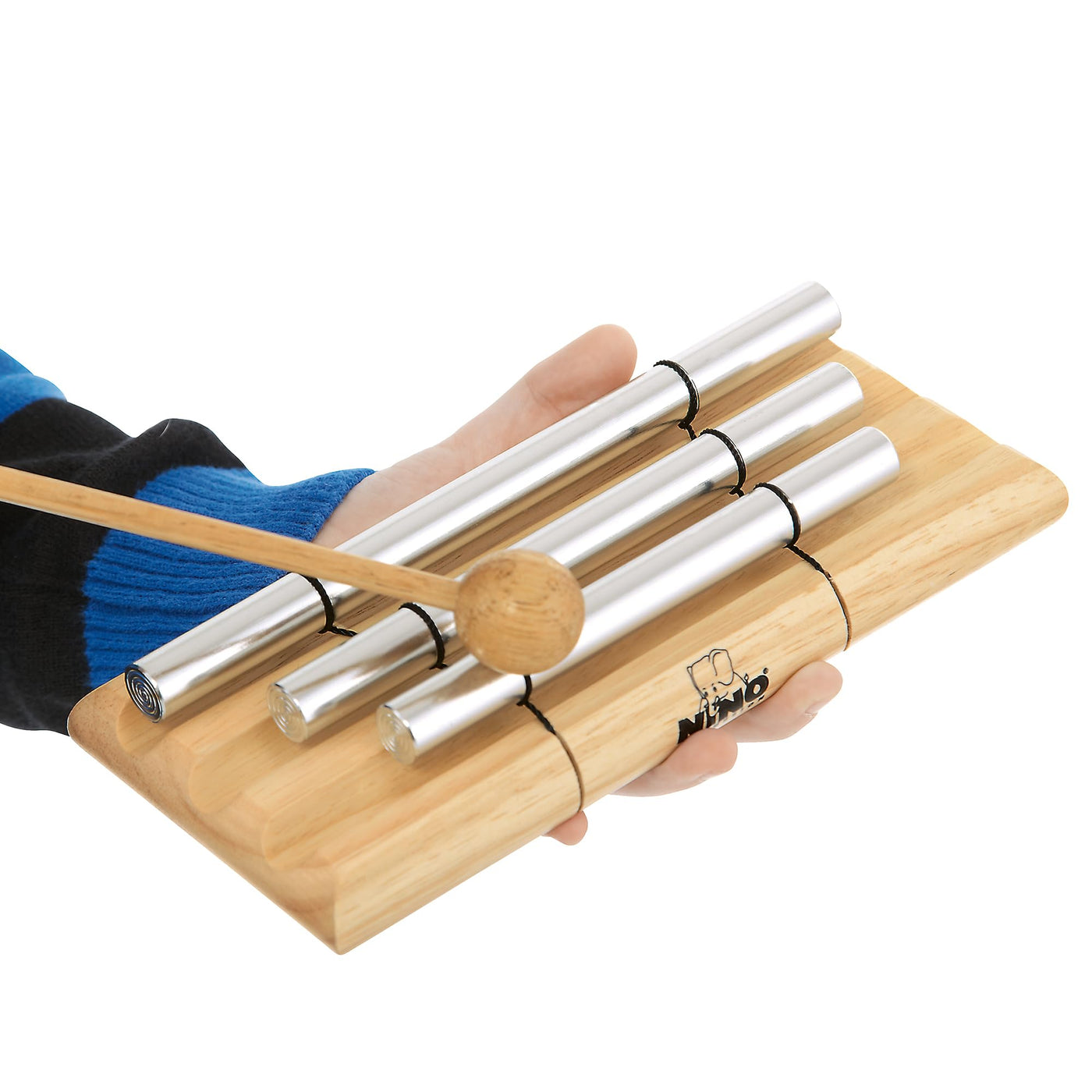 Nino Percussion Energy Chimes Musikinstrument – mit 3 Klangstäben – inklusive Schlägel – für Kinder ab 3 Jahren – Holz und Aluminium, Natur (NINO580)