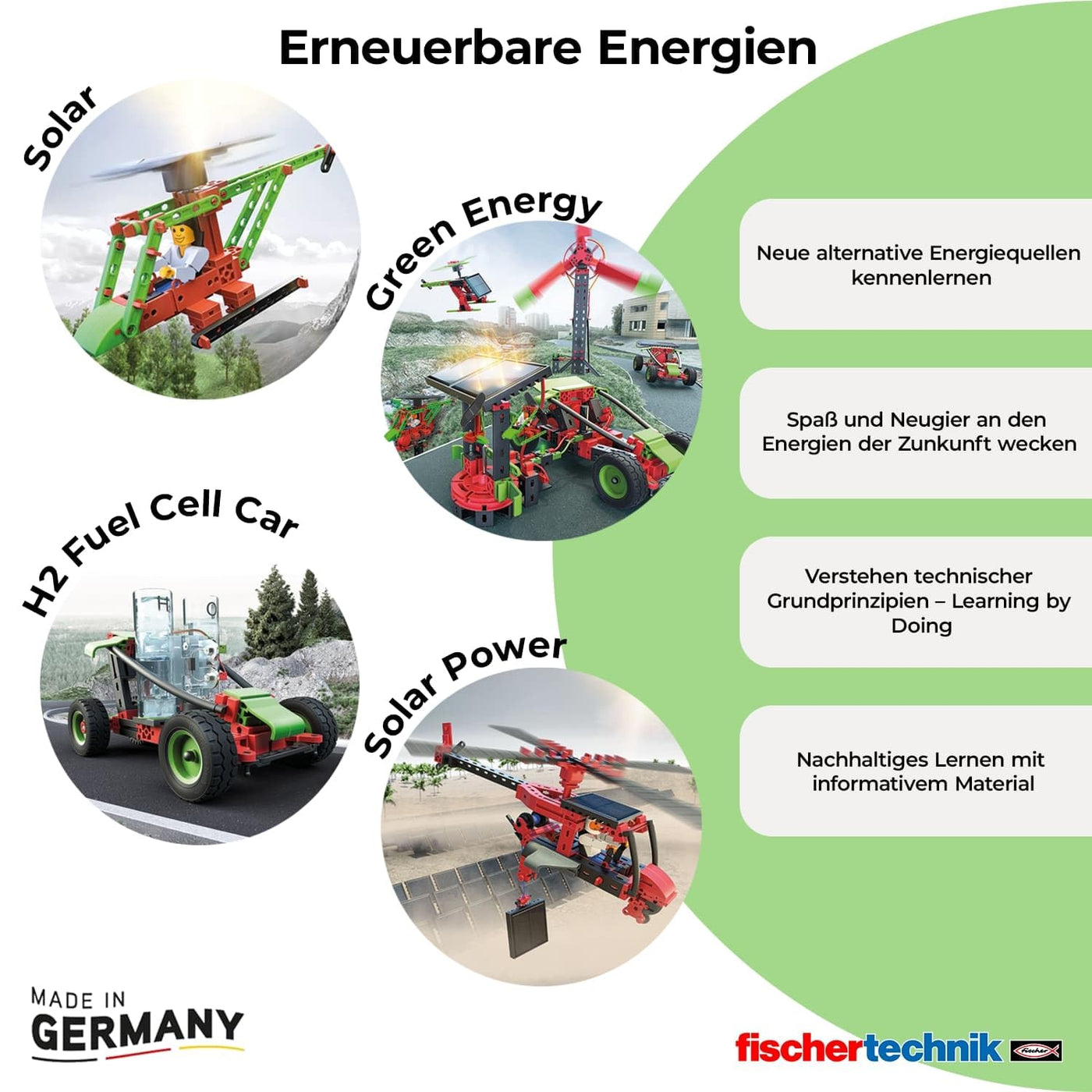 fischertechnik 559879 PROFI Green Energy – Bausatz für Kinder ab 9 Jahren, Experimentierkasten für Solar, Windkraft und Wasserkraft, inkl. Solarmodulen & Solarmotor