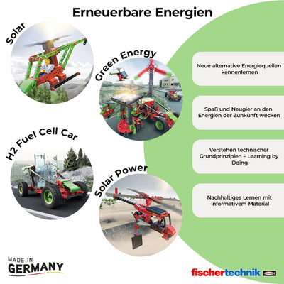 fischertechnik 559879 PROFI Green Energy – Bausatz für Kinder ab 9 Jahren, Experimentierkasten für Solar, Windkraft und Wasserkraft, inkl. Solarmodulen & Solarmotor