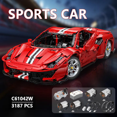 CaDA Master C61042w Supercar 488 Klemmbausteine,3187/pcs Technik Groß Ferngesteuert Auto 1:8 Bausteine,MOC Sportwagen Modell Spielzeug für Erwachsene und Jugendliche