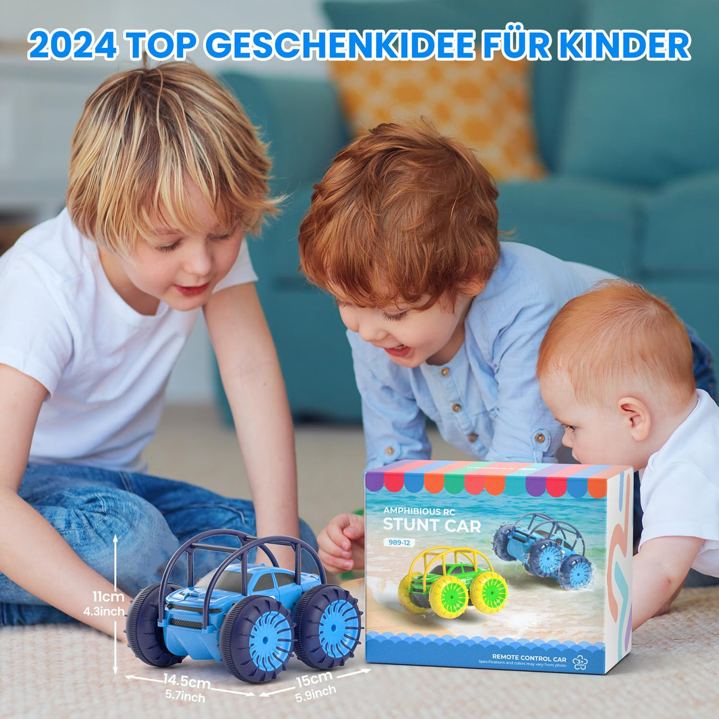 ifollower Direktladung Ferngesteuertes Auto, 15km/h 4WD Amphibienfahrzeug Stunt Auto, 2.4GHZ 360° Drehung Buntem LED-Licht Monstertruck Offroad Spielzeug, Geschenke für Kinder ab 3 Jahre