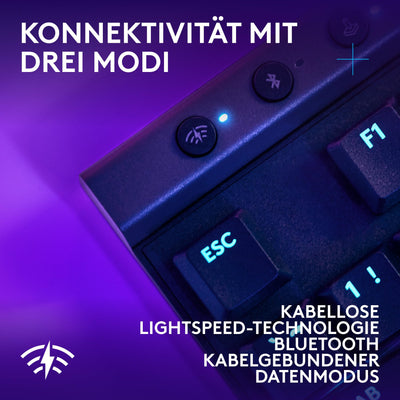 Logitech G G515 LIGHTSPEED TKL kabellose flache Gaming-Tastatur, LIGHTSYNC RGB, dünnes Profil ohne Ziffernblock, PBT-Tastenkappen, lineare mechanische Switches, Deutsches QWERTZ-Layout - Schwarz