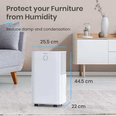 Pro Breeze Luftentfeuchter 12L in 24h Entfeuchtungsleistung - Luftentfeuchter elektrisch mit Feuchtigkeitssensor, Ablaufschlauch, Digitalanzeige, Schlafmodus, Timer - Gegen Feuchtigkeit, Schimmel