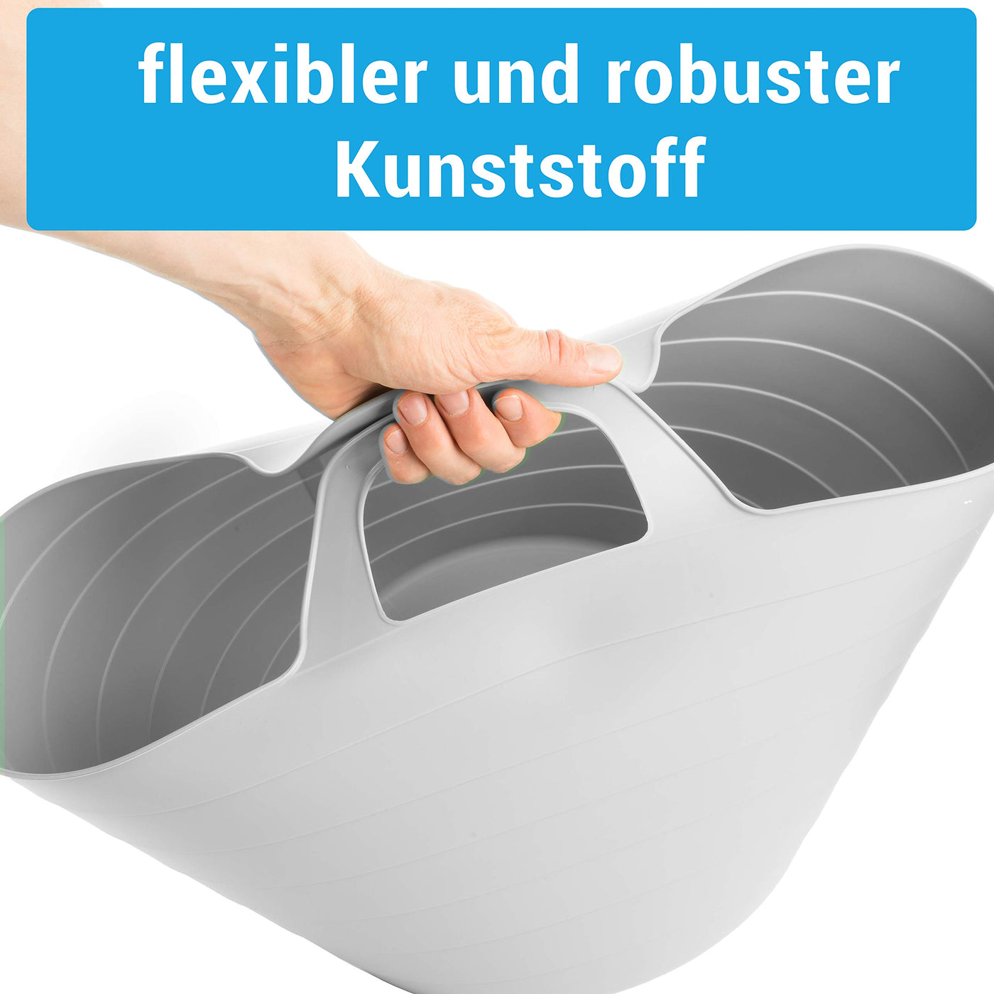 Wäschewanne Flexi, 3er Set, 45 x 40 cm, 30 Liter, Wäschekorb Plastik mit Griffen, 3 Farbe, Made in EU