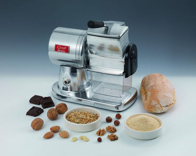 Ariete Gratì Superior 449, Professionelle Elektrische Käsereibe aus Aluminiumdruckguss für Käse, Brot, Schokolade, Trockenfrüchte, Induktionsmotor, Einfach zu Reinigen, 350W, Silber Poliert