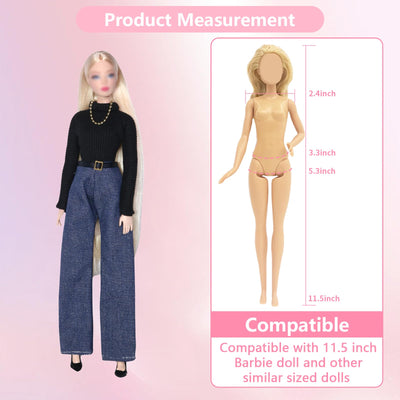 17 Stück Kleidung und Zubehör für 11,5 Zoll Mädchen Puppen Plüsch Westen Set Plüsch Mantel Set Outfits Schleifen Knoten Kleid Langes Etuikleid Set mit 7 Schuhe 5 Zubehör Zufällig Geschenk für Mädchen