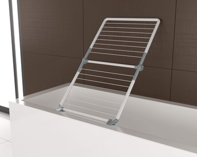 JUWEL Wäschetrockner Superdry Wing Obsidian Grey (Badewannentrockner klappbar, Trockenlänge 8,8 m, Wäscheständer für Dusche/Balkon, mit Kunststoff-Wäscheleinen) 40805