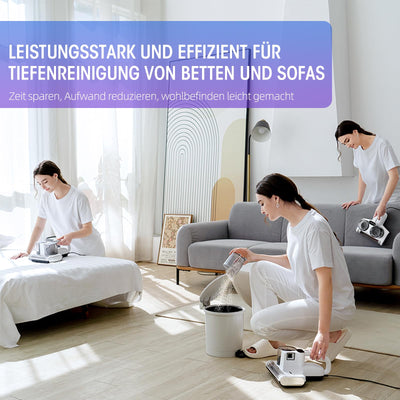 JPHYLL Milbensauger für Matratzen Milbenstaubsauger mit UV-Licht 16Kpa Bürstenrolle Ultraschall HEPA Filter Heißer Wind Funktion Matratzensauger zur Entfernung von Staubmilben Allergenen 500W Weiß