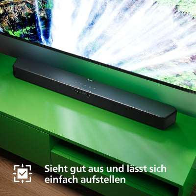 Philips TAB5109 Soundbar 2.0-2 Kanal 120W, DTS Virtual X, Bluetooth 5.4, HDMI ARC, optische Verbindung und USB-Konnektivität - Dunkelgrau