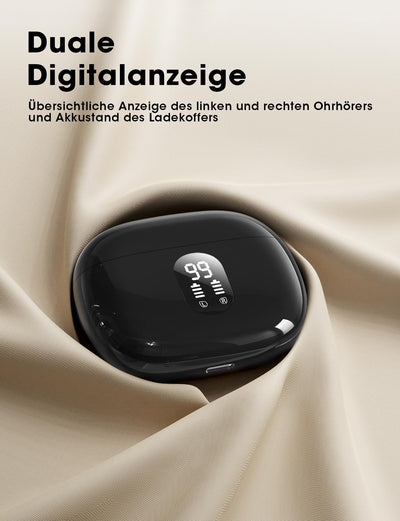 ZZU Bluetooth Kopfhörer,In Ear Kopfhörer Kabellos Bluetooth 5.3 mit HiFi Stereo,4 ENC Noise Cancelling Mic 48 std Spielzeit LED-Anzeige,IPX7 Ohrhörer mit AI für iPhone Android Arbeit und Studium