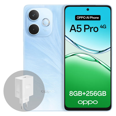 OPPO A5 Pro 4G 8GB+256GB, Simlockfreies Smartphone mit KI, 6,67" 90Hz-Display, 50MP-AF-Kamera, 5800mAh-Akku, IP69-Schutz gegen Wasser und Staub, Feather Blue (inklusive 45-W-SUPERVOOC-Ladegerät)