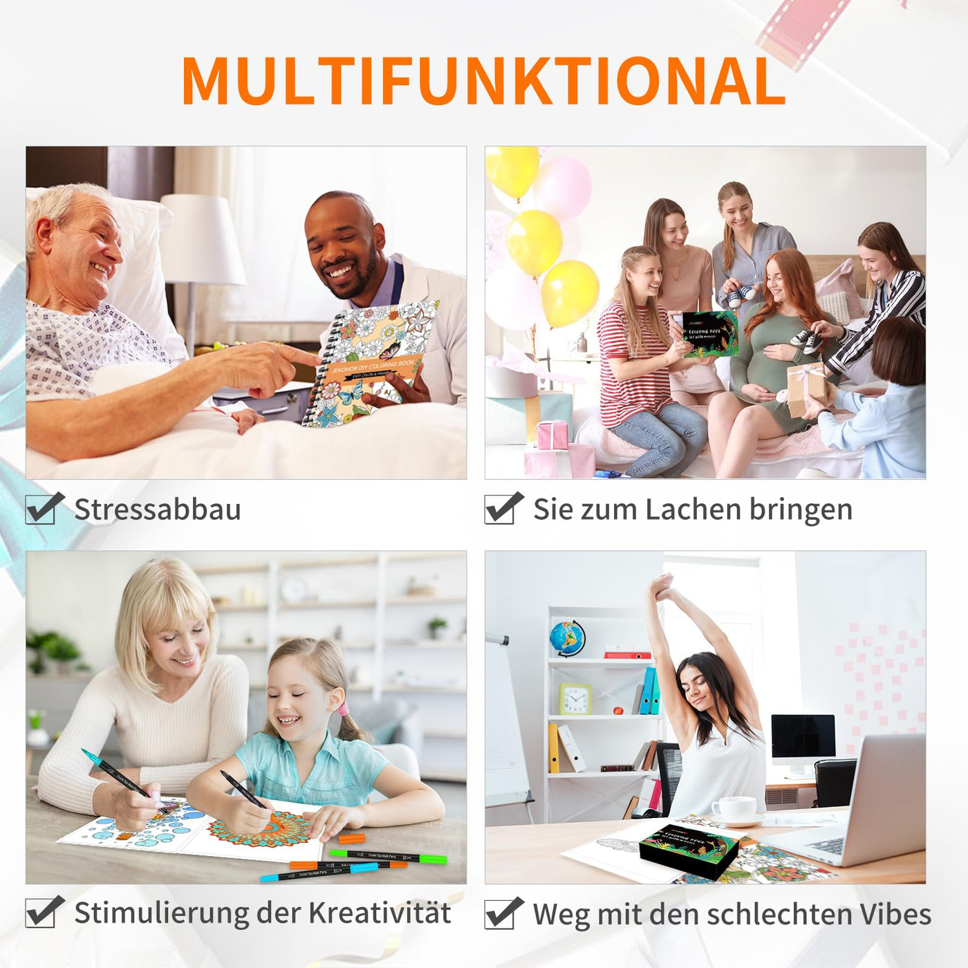 Malbuch für Erwachsene und Marker Set, Spiral gebundene Färbung Buch für Erwachsene Entspannung mit 36 Farben Marker, Angst Relief Geschenke mit 30 Mustern enthalten Mandala Tier Blumen