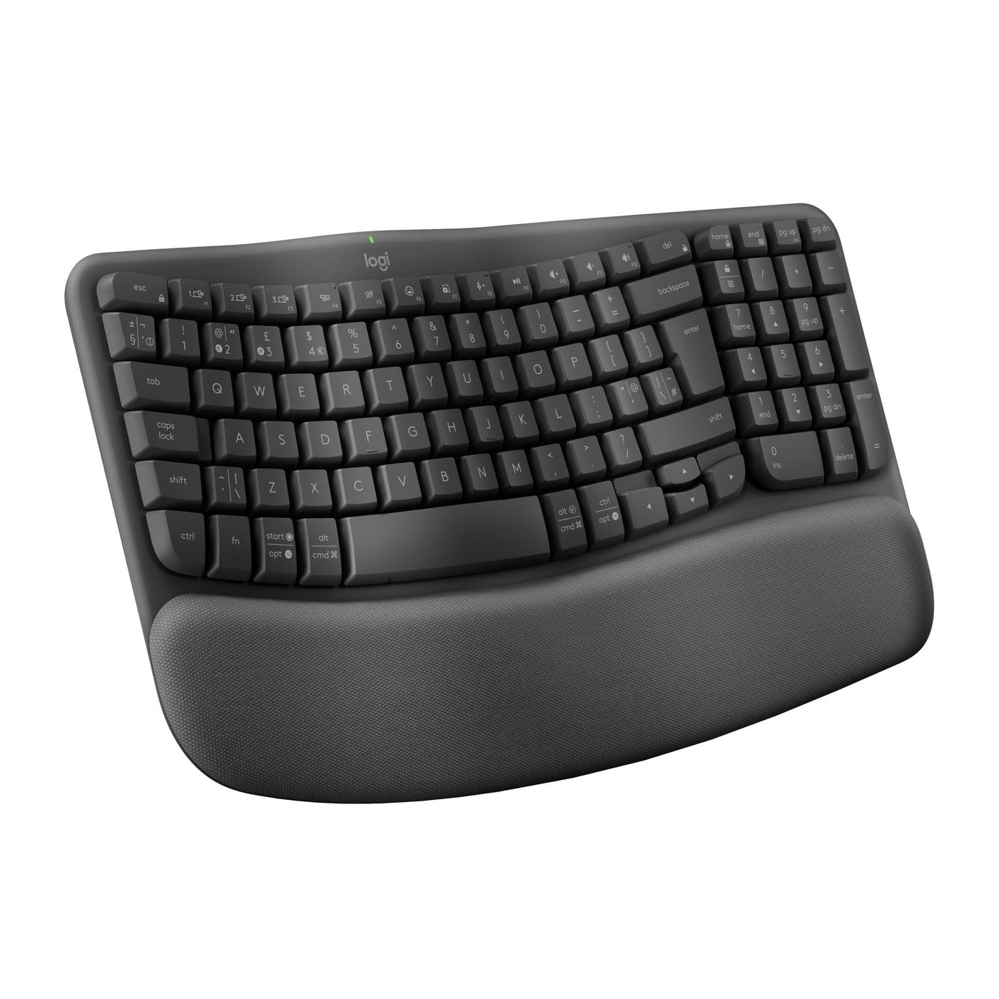 Logitech Wave Keys kabellose ergonomische Tastatur - Grafit, US QWERTY-Layout