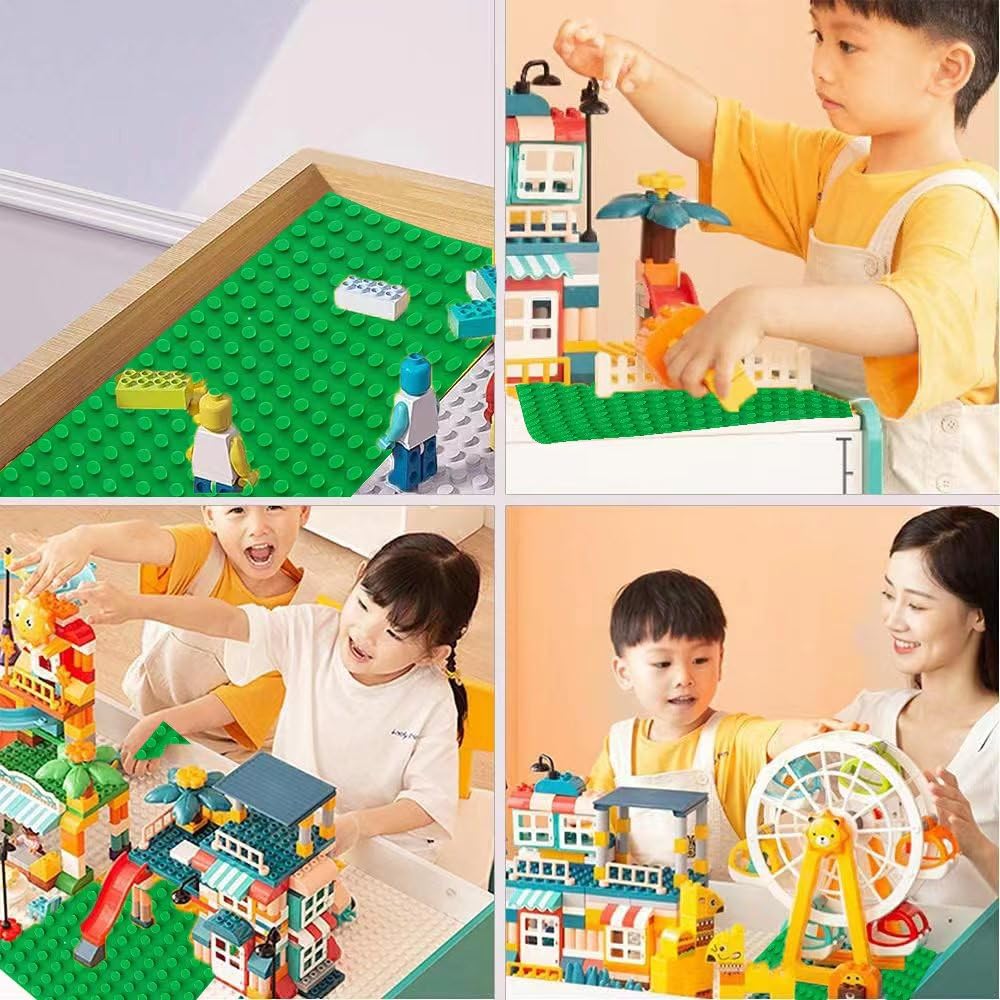 2 Große Bauplatte Kompatibel mit Lego Duplo Platten,38.4 * 38.4cm Classic Grundplatte mit 24 x 24 Noppen für Duplo Steine,Konstruktionsspielzeug für Kleinkinder,Mädchen und Jungen, Grün
