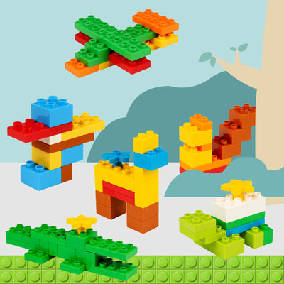 Hiume Groß Bausteine, 240 Stück Steinebox , Kompatibel mit duplo Steinen und Allen Großen Marken, STEM Spielzeug ab 2 3 4 5 Jahre, Kreatives Lernspielzeug für Jungen und Mädchen