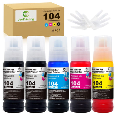 JoyPrinting 104 Tinte Kompatibel für Epson 104 Multipack Tintenflasche für Ecotank ET-2820 ET-2710 ET-2720 ET-2815 ET-2810 ET-2826 ET-1810 ET‑2711 ET-2712 ET-2715 ET-2714 ET-2721 ET-2726 ET-4800