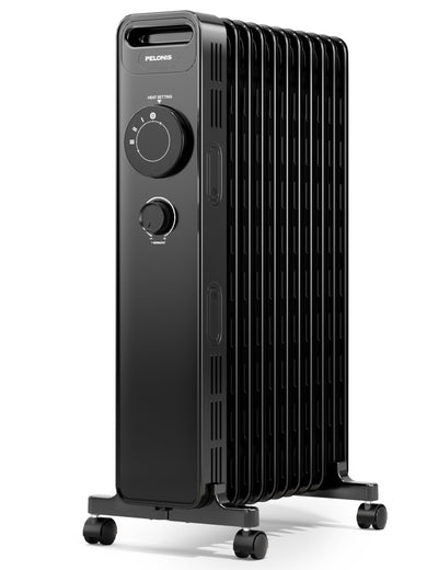 PELONIS Ölgefüllter Heizkörper mit einstellbarem Thermostat, Elektrischer Heizkörper mit 3 Wärmestufen, einstellbarem Thermostat, Kipp- und Überhitzungsschutz, Energieeffizient - 2,3kW 21m²