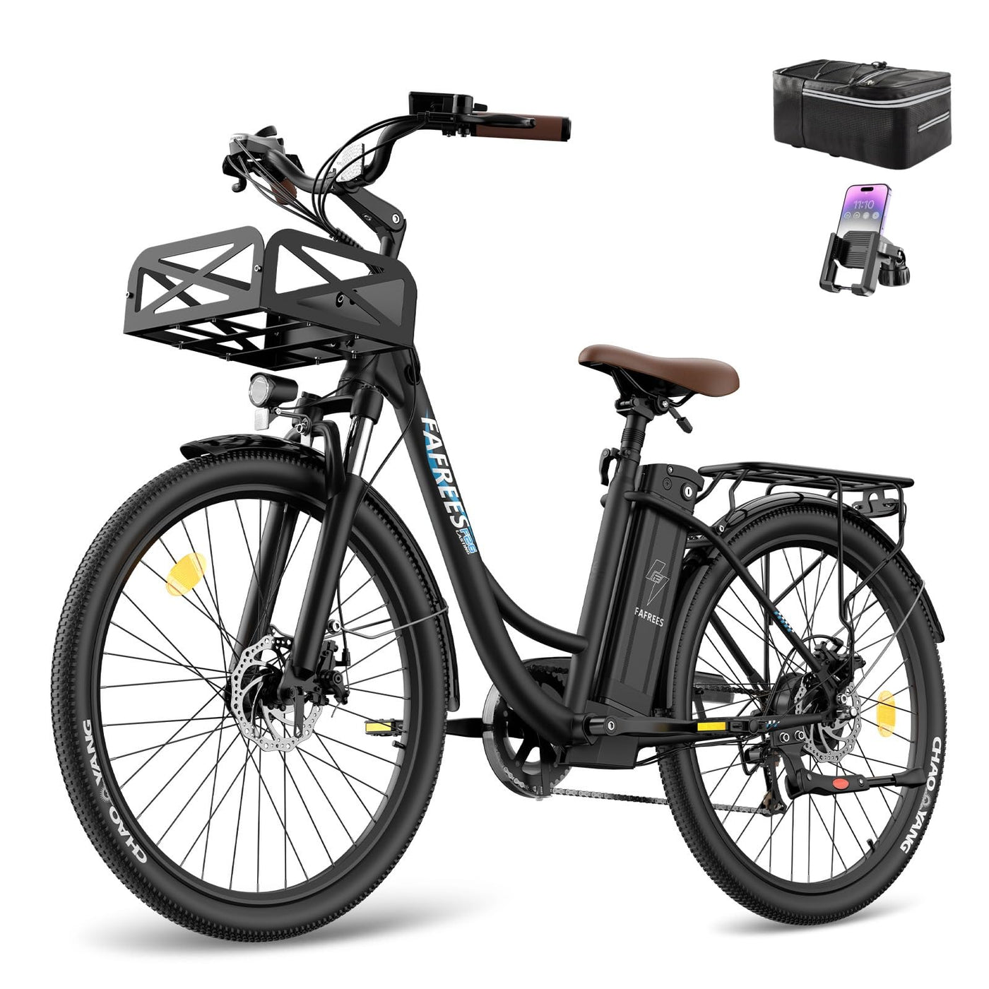 Fafrees F26 Lasting ebike 26 Zoll, E Bike Damen Herren 36V 20.3Ah Akku, Elektrofahrrad 250W 25km/h, City E-Bike Reichweite 80-200km, E Fahrrad Pedelec 7S, Belastung 120Kg (Schwarz)