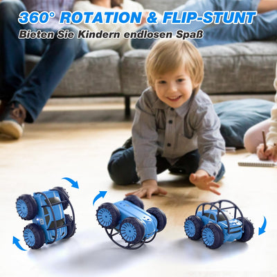 ifollower Direktladung Ferngesteuertes Auto, 15km/h 4WD Amphibienfahrzeug Stunt Auto, 2.4GHZ 360° Drehung Buntem LED-Licht Monstertruck Offroad Spielzeug, Geschenke für Kinder ab 3 Jahre