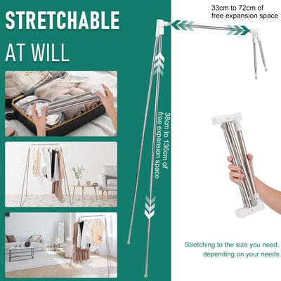 Idong Tragbarer Wäscheständer aus Edelstahl, 32-73 cm einziehbarer faltbar Wäscheständer für Camping, Reisen, Outdoor, Wäscherei zu Hause usw. EIN zusammenklappbarer Mini-Reisekleiderständer