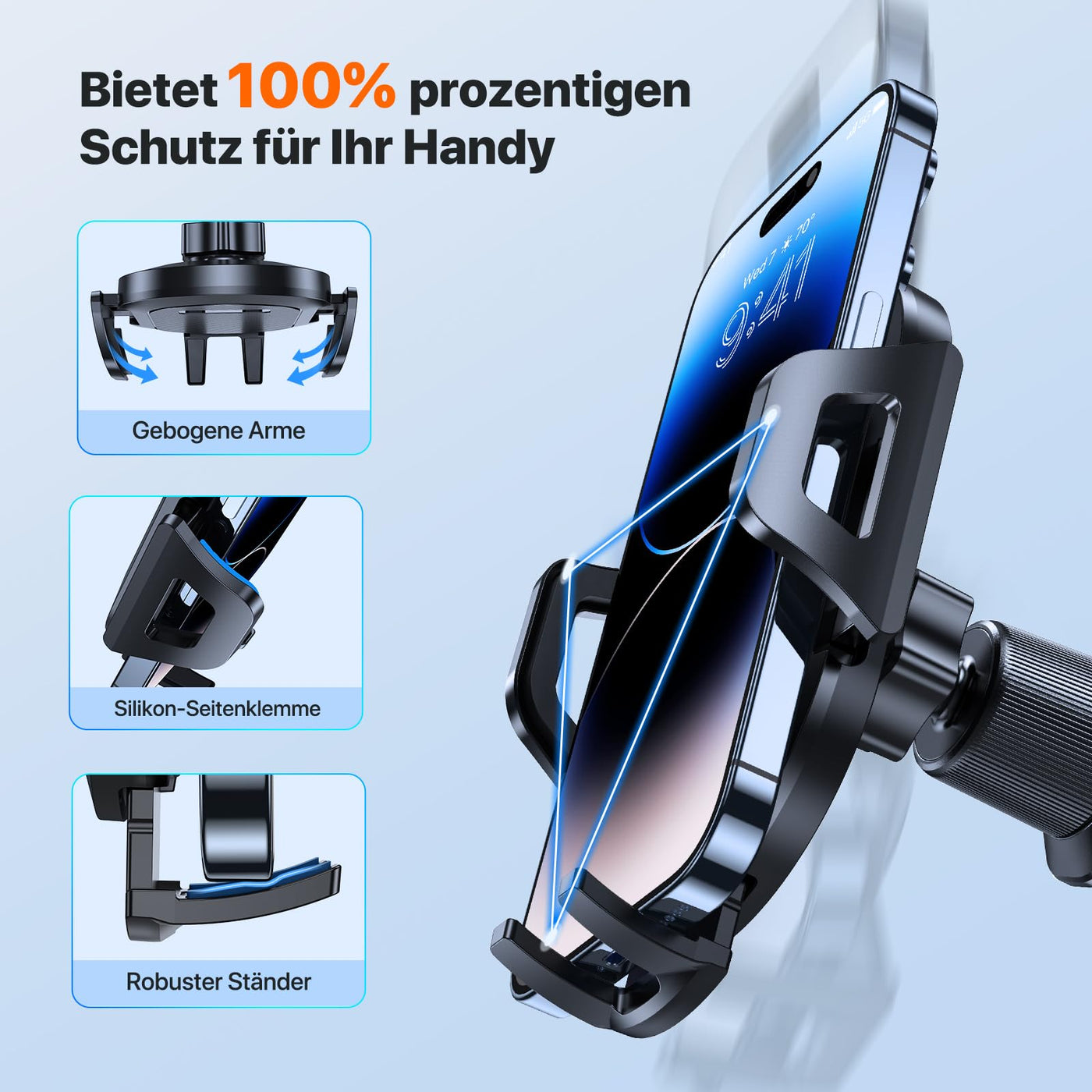 Miracase Handyhalterung Auto【2025 Neuester Doppelhaken】 Universal Handyhalter Auto Lüftung,360 Grad Drehung KFZ Handyhalterung für iPhone 17/16/15/14/13 Pro Max Plus/Samsung und 4-7 Zoll Smartphone