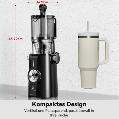 LINKChef Schnellreinigungs Entsafter, NO-Prep Entsafter Gemüse und Obst, Blitzreiniger Saftpresse Slow Juicer Testsieger mit Einfacher Installation, BPA Frei, 115mm, 1.2L, 200w Hellgrün