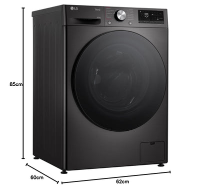 LG W4WR7096YB, Klasse D, Frontlader-Waschtrockner 9 - 6 kg, 62 x 60 x 85 cm, Wi-Fi, AI Direct Drive, Tiefenreinigung mit Dampf, TurboWash 360, Große Kapazität, Außentür aus gehärtetem Glas, Weiß