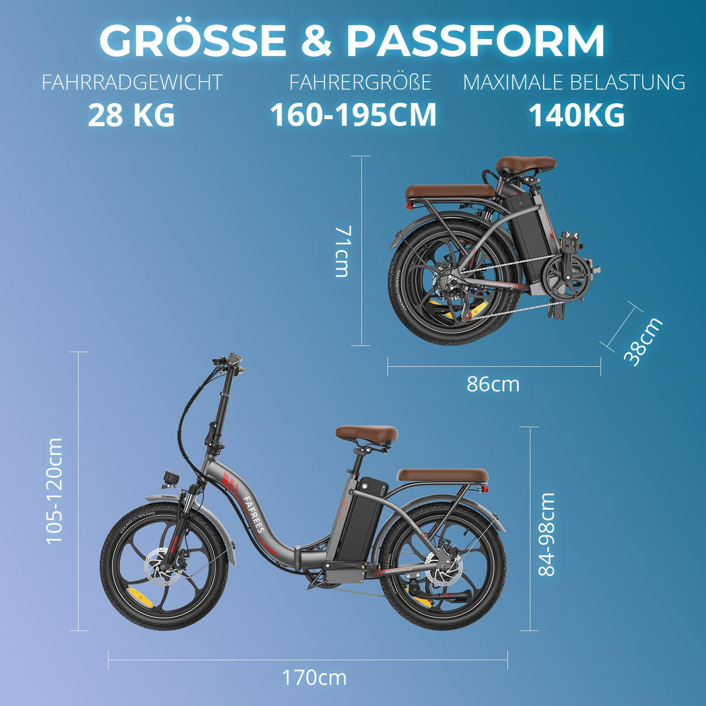 Fafrees 2025 F20 PRO+ E-Bike Klapprad 20 Zoll Tiefeinsteiger: 36V Akku, 250W Motor, 140kg Tragfähigkeit, E Fatbike