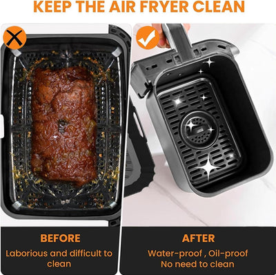 100 Stück Airfryer Backpapier für Philips Dual Basket Airfryer 3000-serie 6L/3L NA350/00, Backpapier für Heißluftfritteuse Hitzebeständig Antihaft Airfryer Zubehör, 50 Stück für 6L & 50 Stück für 3L