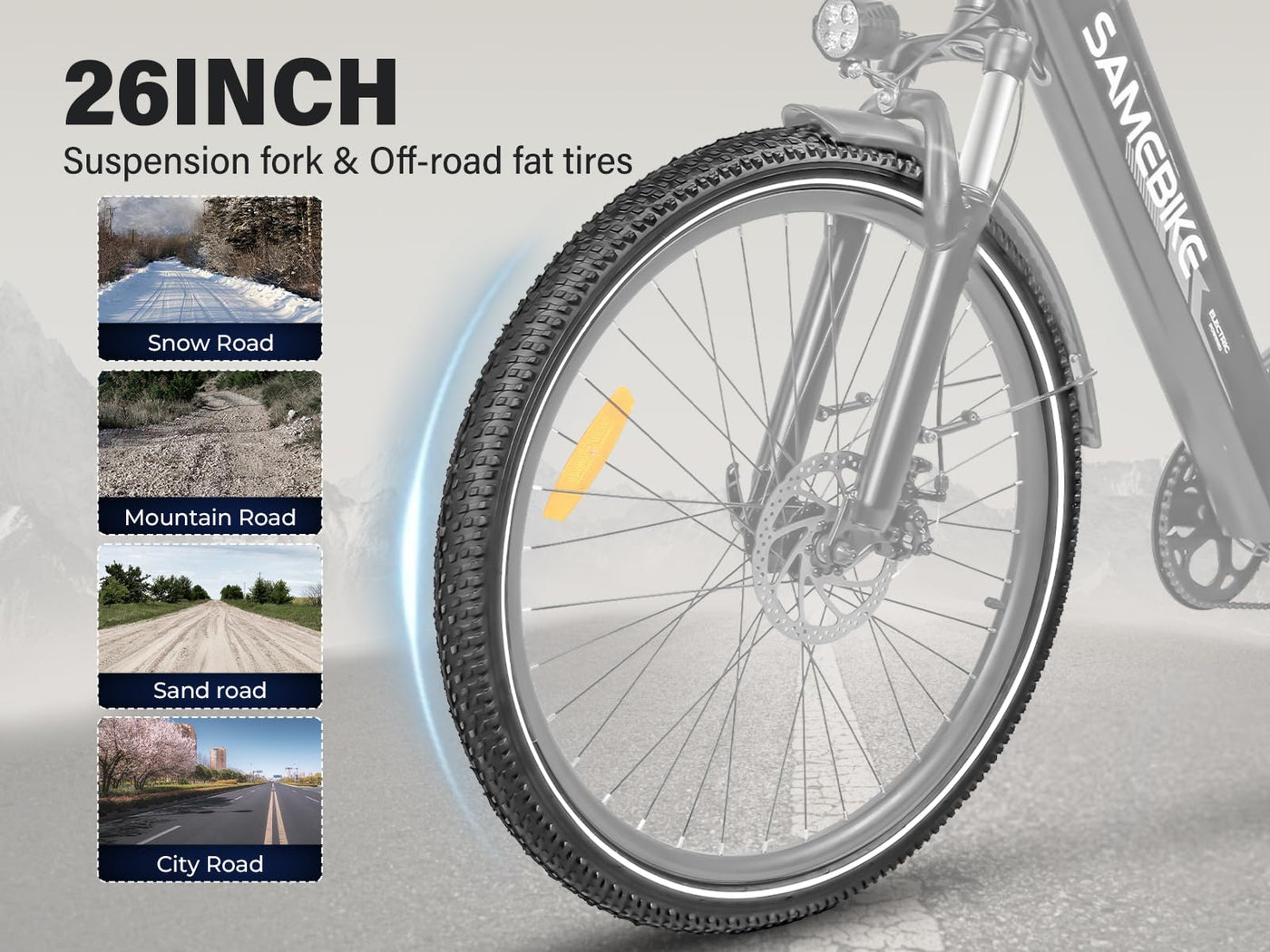 SAMEBIKE Neue Modelle Elektrofahrrad für Männer und Frauen, 26 x 2.1 Zoll Fat Tyre, 36 V 15 Ah Elektrofahrrad, 7 Gangschaltung (blau)