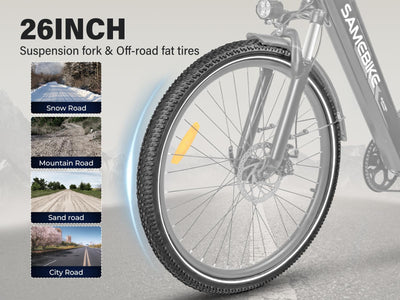 SAMEBIKE Neue Modelle Elektrofahrrad für Männer und Frauen, 26 x 2.1 Zoll Fat Tyre, 36 V 15 Ah Elektrofahrrad, 7 Gangschaltung (blau)