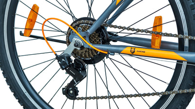 LUCHS "Kaku & Titan Mountainbike, MTB Jungen und Herrenfahrrad Vielseitiges Fahrrad mit 24", 26", 27.5" oder 29" und Federgabel (Silber/Orange, 24" Zoll (V-Brake))